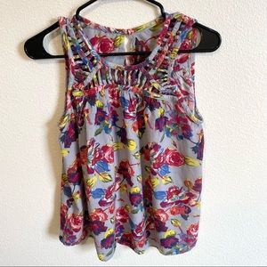 Ranna Gill Size XS Multicolored Floral Tank Top With Cut Out Detail